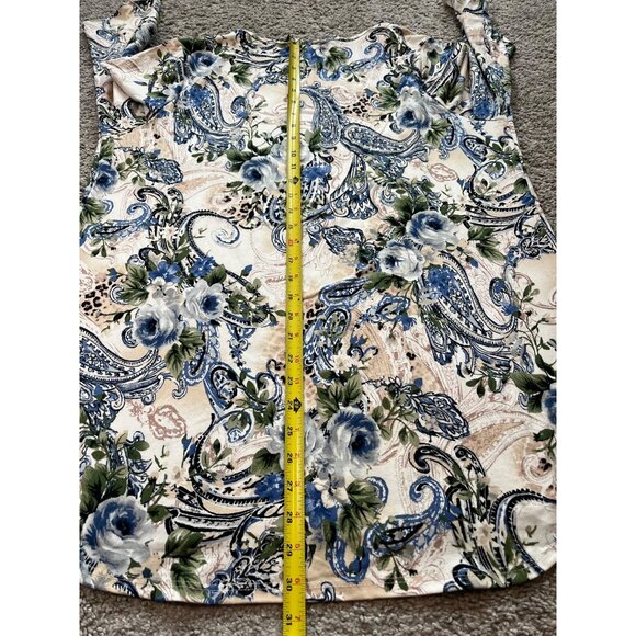 Vtg Inner Beauty Womens Floral Paisley Print Top Tie Sleeves Size 2X Boho Tunic - Picture 5 of 7
